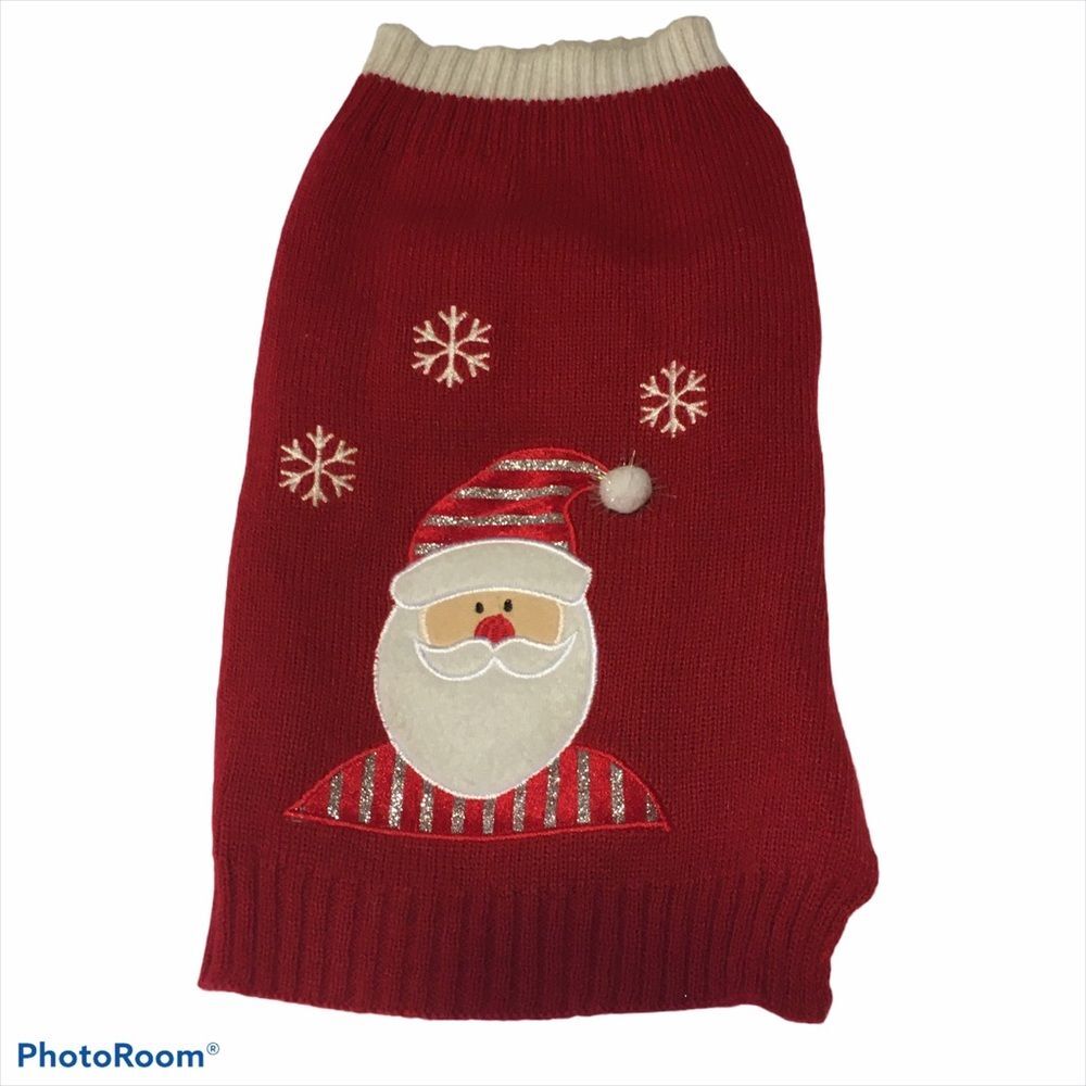 Santa Holiday Snowflake Knit Dog Sweater Medium